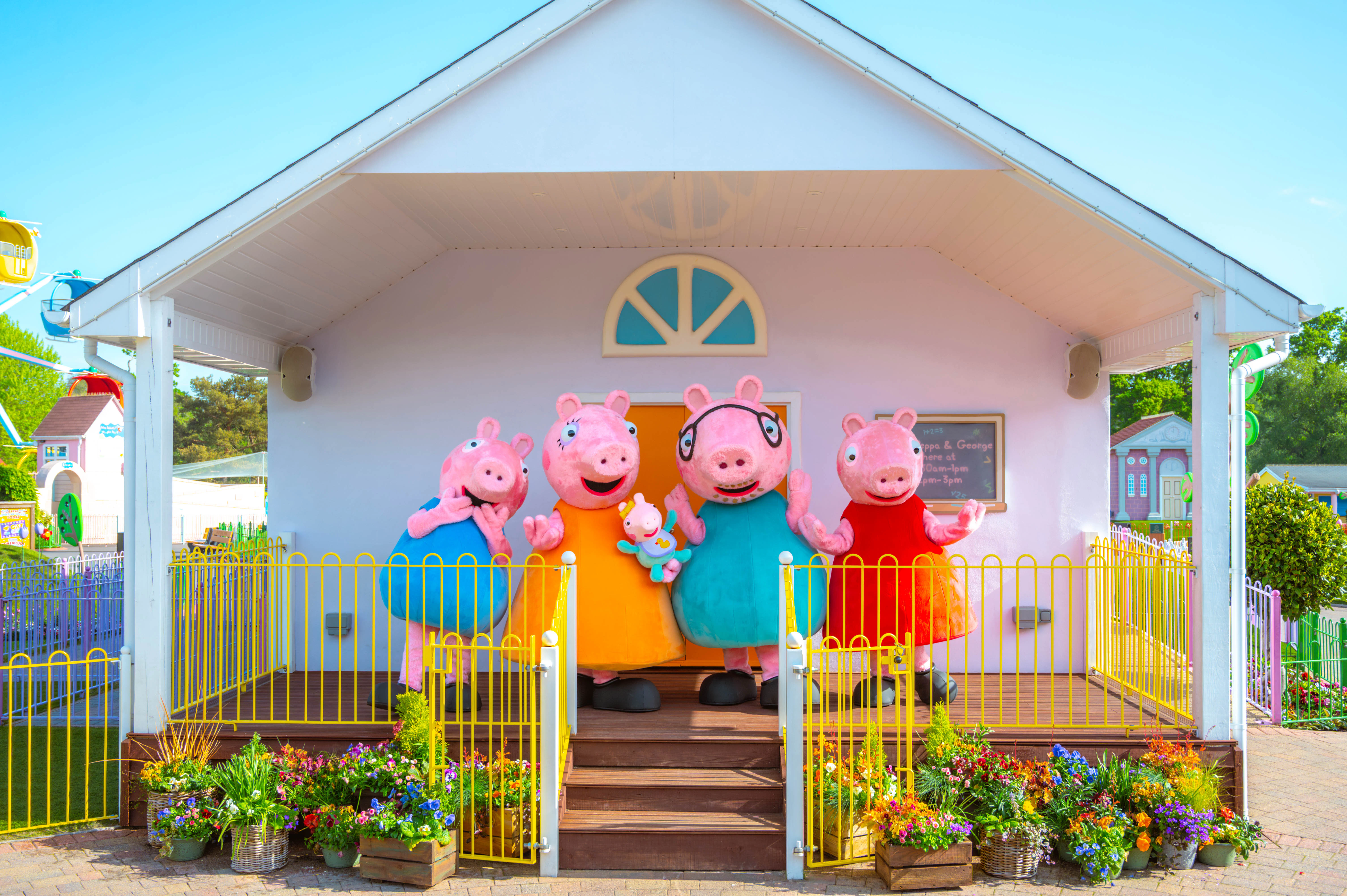 Meet Baby Evie with Mummy Pig and Daddy Pig at Peppa Pig World