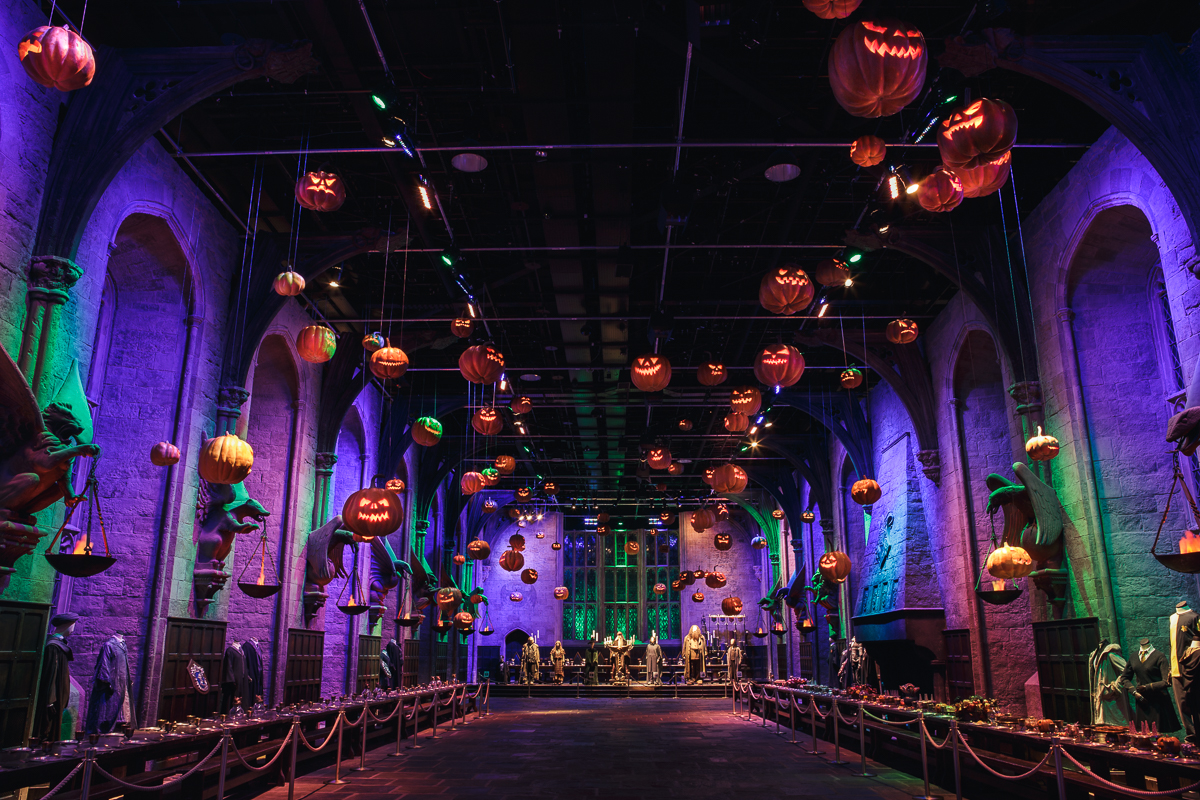 Dark Arts decorations in the Great Hall at Warner Bros. Studio Tour London