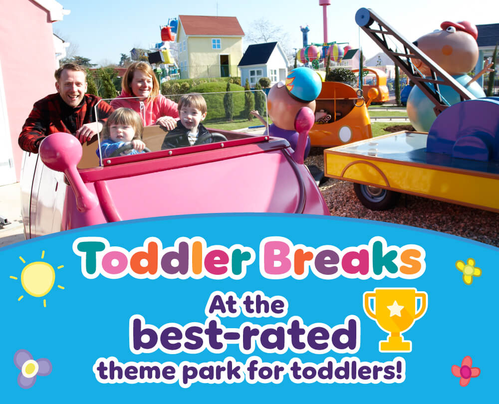 Family enjoying a toddler-friendly theme park break