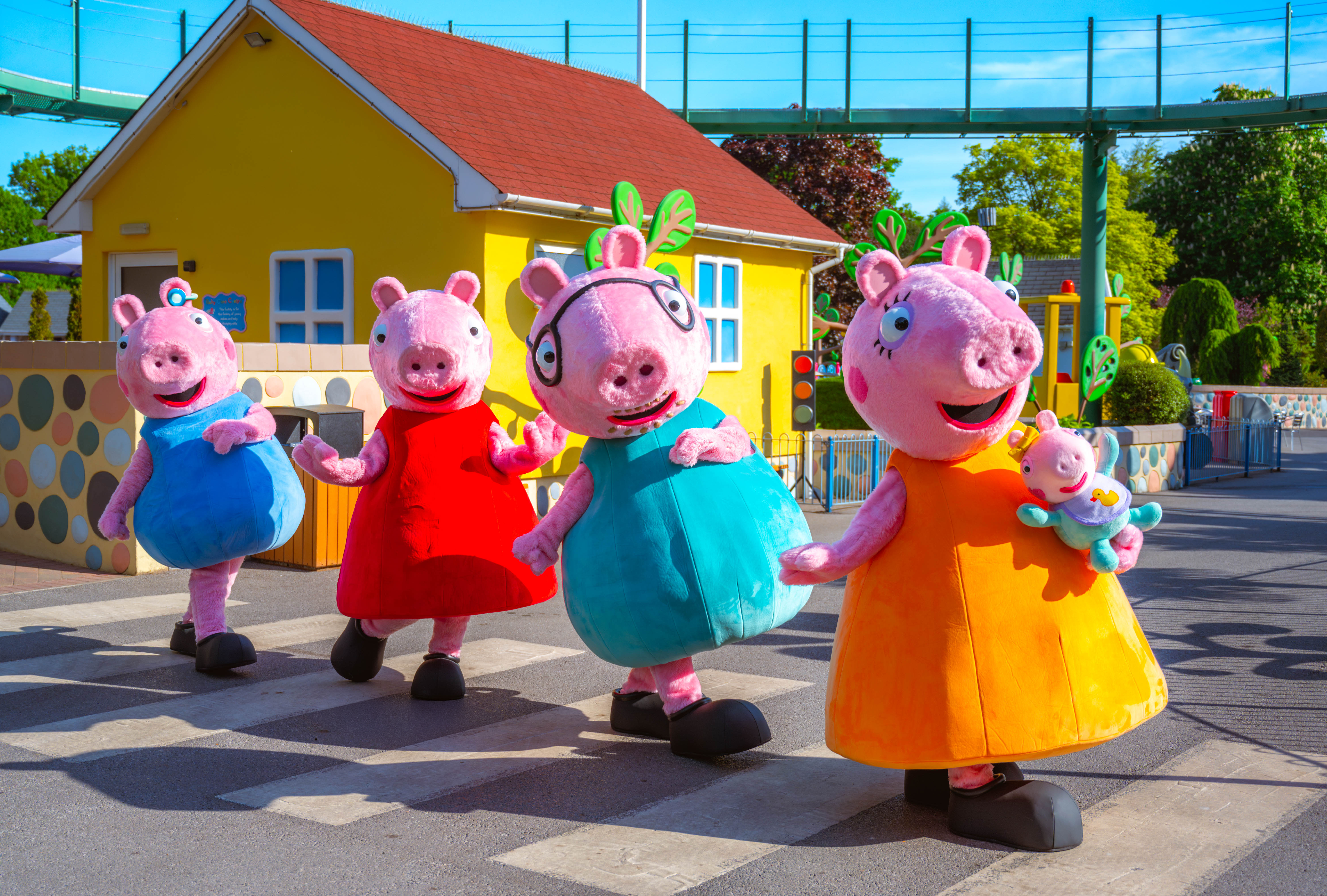 Peppa Pig family at Paultons Park, home of Peppa Pig World