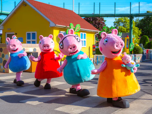 Peppa Pig family at Paultons Park, home of Peppa Pig World