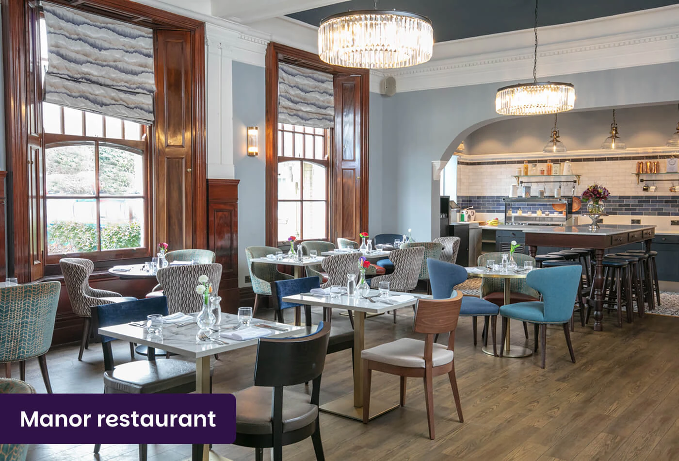 Restaurant dining room at Best Western Chilworth Manor