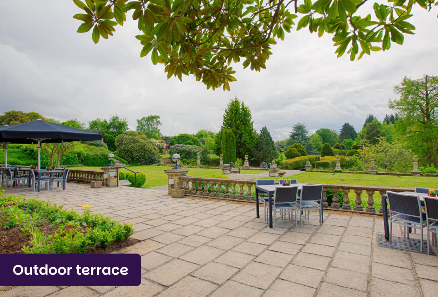Outdoor terrace at Best Western Chilworth Manor